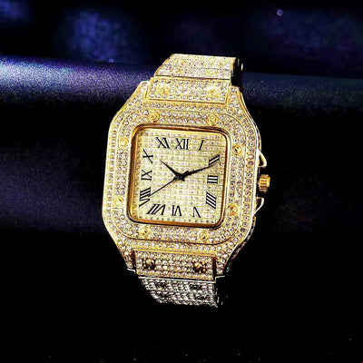 LUXURY ICED WATCH + CHAIN + BRACELET FOR MENS